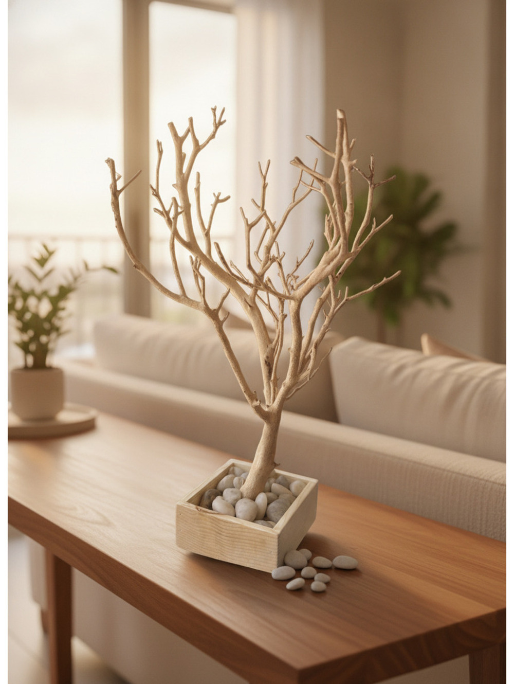 Large Decorative Minimalist Manzanita Branch Tree with Pebble Base - Picture 3 of 11